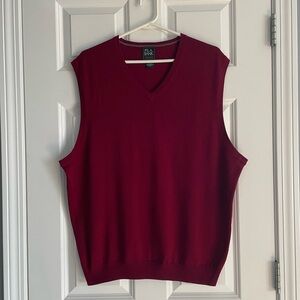 Jos A Bank Traveler Mens Sweater Vest XXL Merino Wool Burgundy Academia Preppy